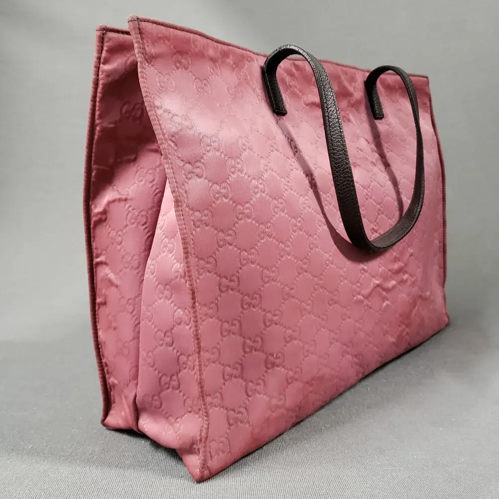 GUCCI Light Red Nylon‎ Embossed Tote Bag Project Piece 355729 467891 Princy - Picture 5 of 16